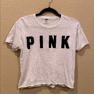 PINK: Velvet Logo Crop Tee